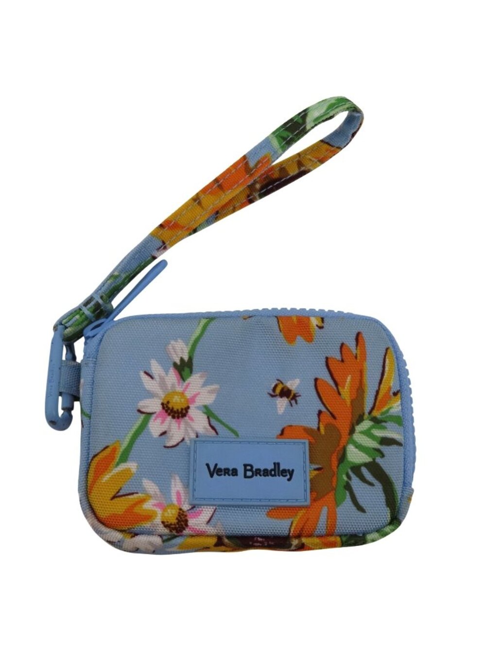 Vera Bradley Sunflower Sky RFID Zip Wristlet Wallet Flower Floral Bumble Bee